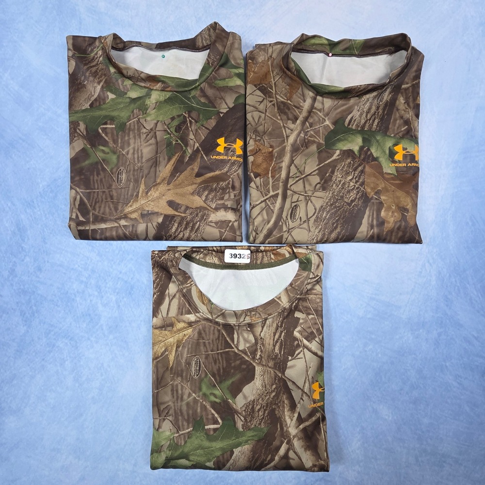 Under Armour Mens Realtree Hardwoods Camo HeatGear T-Shirt XXL 4039C Orange Logo